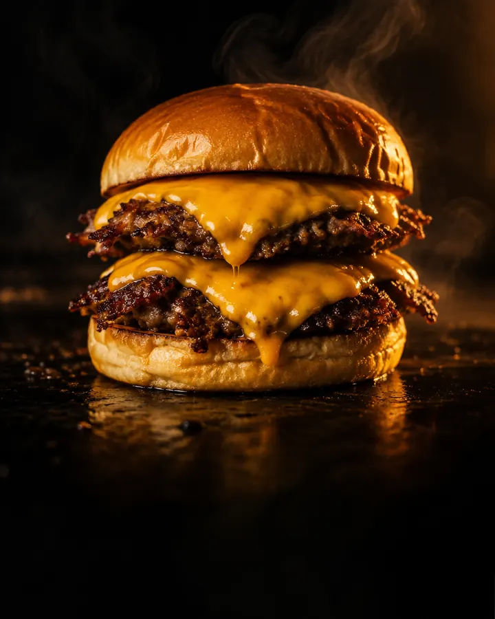 Cheddar smelt op dubbele patty